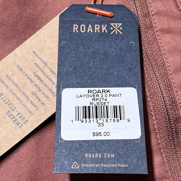 NWT Roark Layover 2.0 Travel Utility Pants Mens 33 Russet Orange Commuter Hiking - Picture 5 of 16